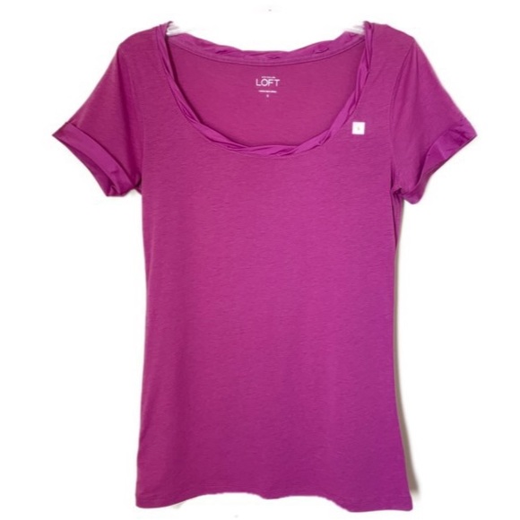 NWT Ann Taylor Loft Fuchsia Tee Shirt Size S - Picture 8 of 8